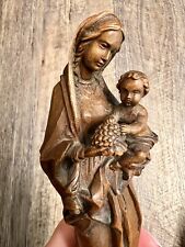 Antique German “Madonna of the Grapes” Hand-Carved Wood Statuette picture