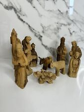 Vintage 10Piece Nativity Set Olive Wood Hand Carved Details 6”Handmade Jerusalem picture