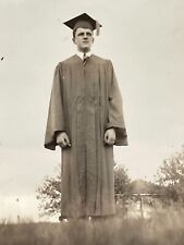 U3 Photograph Man Graduation Photo POV From Below Cap Gown 1940's picture