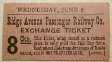1880s-1890s Ridge Avenue Passenger Railway (Philadelphia, PA) Exchange Ticket 1 picture