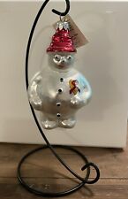 Christopher Radko 1994 Frosty Cares Snowman Glass Ornament with Hang Tag picture