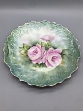 Hand Painted Pink Rose Vintage Janice Thompson Kentucky Scalloped Plate STUNNING picture