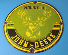 Vintage John Deere Porcelain Farm Implements Tractor Gas Pump Motor Oil Sign picture
