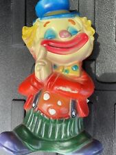 Vintage Retro Plastic Happy Clown Coin Collectible Bank With Stopper Circus picture