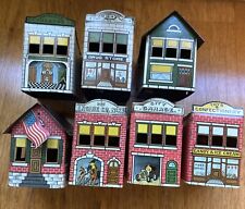 West Brothers Antique Candy Village Tins House Buildings -7 In Group picture