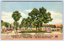 1940's OCALA FLORIDA CORDREY'S TOURIST COURT COTTAGES MOTEL VTG LINEN POSTCARD picture