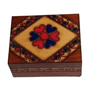 Vtg. Handcrafted Polish Wood Trinket Box By Rafal Kurak picture