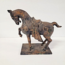 VTG Cast Iron War Horse Tang Dynasty Asian Sculpture Door Stop Heavy 8 Inch picture