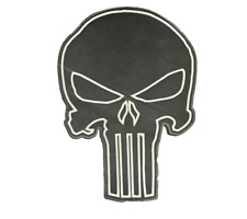 Black and White Large Punisher Skull Biker Patch 12x8 Inch picture