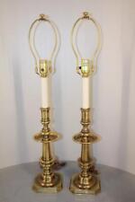 PAIR of VINTAGE STIFFEL BRASS CANDLESTICK TABLE LAMPS picture