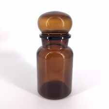 Vintage Apothecary Amber Brown Glass Jar with Bubble Lid Made in Belgium 9” picture