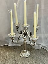 1940’s Wallace Baroque 5 Candle 4 Arm Candelabra Silver Plated #266 15.5” Tall picture
