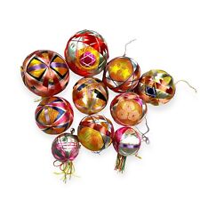 Lot of 10 Vintage Japanese Temari Ball Ornaments 3 Sizes picture