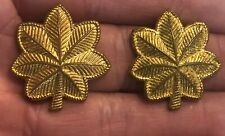 Post WWII WW2 US Army Major Gold Oak Leaf Insignia Military Pins Pair Meyer picture