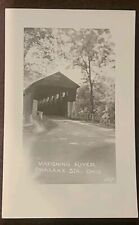 Vintage Mahoning River Newton Falls Ohio Covered Bridge RPPC Postcard picture