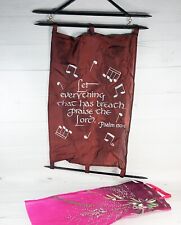 Worldcrafts Fair Trade Praise the Lord Fabric Banner w Wood Dowels Psalm 150:6 picture
