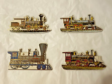 Set of 4 Vintage 1989 Double Sided 1800s Trains Die-Cut Ornaments Merrimack Corp picture