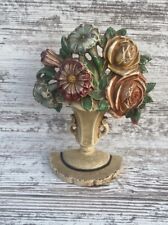 Antique Vintage Hubley #162 Door Stop Flower Urn Cast Iron Florals picture