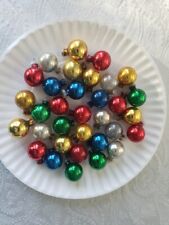 Vintage Mercury Glass 25mm Miniature Christmas Tree Ornaments Lot Of 33 picture