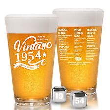 Vintage 1954 Old Time Information 70th Birthday Gifts for Men Women Beer Glas... picture