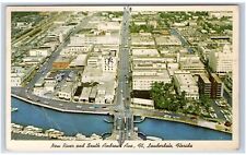 1953 Ft Lauderdale, FL Postcard-  NEW RIVER AND SOUTH ANDREWS AVE FT LAUDERDALE picture