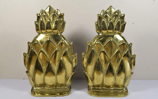 Set of 2 VMC Newport Solid Brass Pineapple Bookends picture