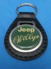 Vintage Willys Jeep genuine grain leather keyring key fob keychain - Old stock picture