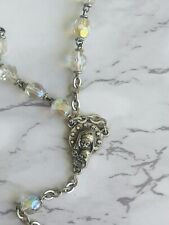 Vintage Italy  “Aurora Borealis” Beautiful Catholic Crystal Rosary  Beads picture