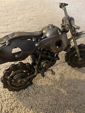 Metal Motorcycle Dirt Bike Sculpture Hand Made picture