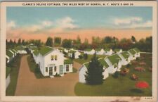 Clarke's Deluxe Cottages Geneva New York NY Route 5 20 linen postcard F718 picture