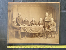 1800s Antique Albumen Large Cabinet Card Photo Distinguished Men Moustache picture