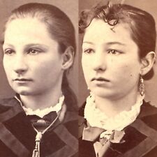 c1860s Galion, Ohio Lovely Girls Sisters Cute Lady CDV Real Photos BW Lawson H40 picture