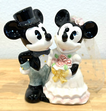 VINTAGE HTF PIE-EYED MICKEY MOUSE & MINNIE CERAMIC WEDDING CAKE TOPPER FIGURINE picture