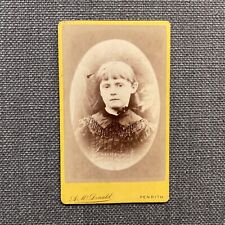 CDV Photo Antique Portrait of Girl in Dark Dress Oval Mask Yellow Back UK picture