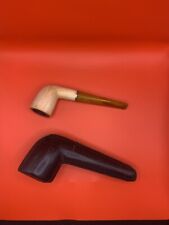 MEERSCHAUM By PIONEER  Pipe With Black Case Vintage Genuine Block White & Gold picture