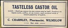 Rare Antique Vintage 1910s - 1920s 🧴 Tasteless Castor Oil Label, Have to read picture