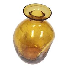 Vintage Amber Crackle Glass Pinched 8