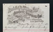 1872 Randall & McAllister Coal Antique BILLHEAD ~ Portland, Maine  picture