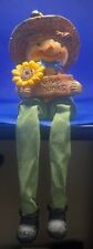 Vtg Give Thanksgiving Fall Harvest Scarecrow Shelf Sitter Dangle Legs Figurine picture