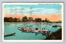 Dayton OH-Ohio, Boating At Island Park, Antique, Vintage c1926 Postcard picture