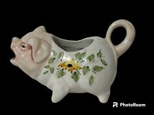 Vintage Meiselman Imports Hand Painted Floral Ceramic Pig Creamer Made in Italy picture