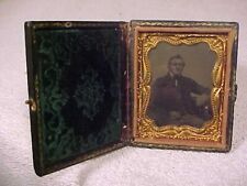 Antique 9th Plate Cased Tintype Photo GENTLEMAN in a Fabulous Case picture