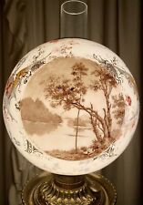 Spectacular Antique Banquet Parlor GWTW Bradley Hubbard Lamp Scenic With Dragons picture
