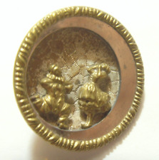 antique 39 mm huge metal picture button Romance couple proposal Moon Dance 52357 picture