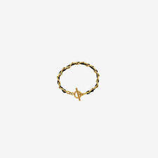 18K Gold-Plated Leather Chain Bracelet picture