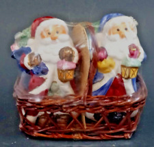 Vintage Santa Claus salt and pepper shakers with tray NEW ( from mid-1900's) picture