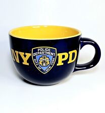 NYPD Coffee Soup Mug Official The New York Police Department XL Blue Yellow EUC picture
