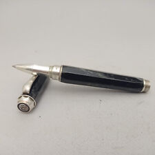 MONTEGRAPPA EMBLEMA ROLLERBALL PEN STERLING SILVER CHARCOAL CELLULOID VINTAGE picture