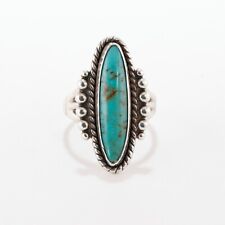BELL TRADING POST STERLING SILVER BLUE TURQUOISE ROPE BORDER RAIN DROPS RING 6 picture