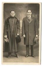 RPPC Postcard Men Long Trench Coats + Hats c. 1900s  picture